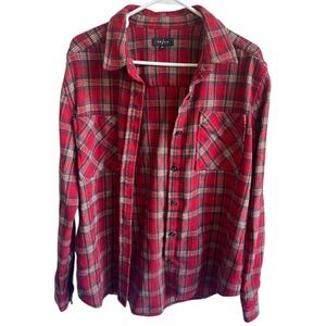 PacSun PS/LA Women's Red Plaid Flannel Shirt Long Sleeve Button Up‎ Size M/L
